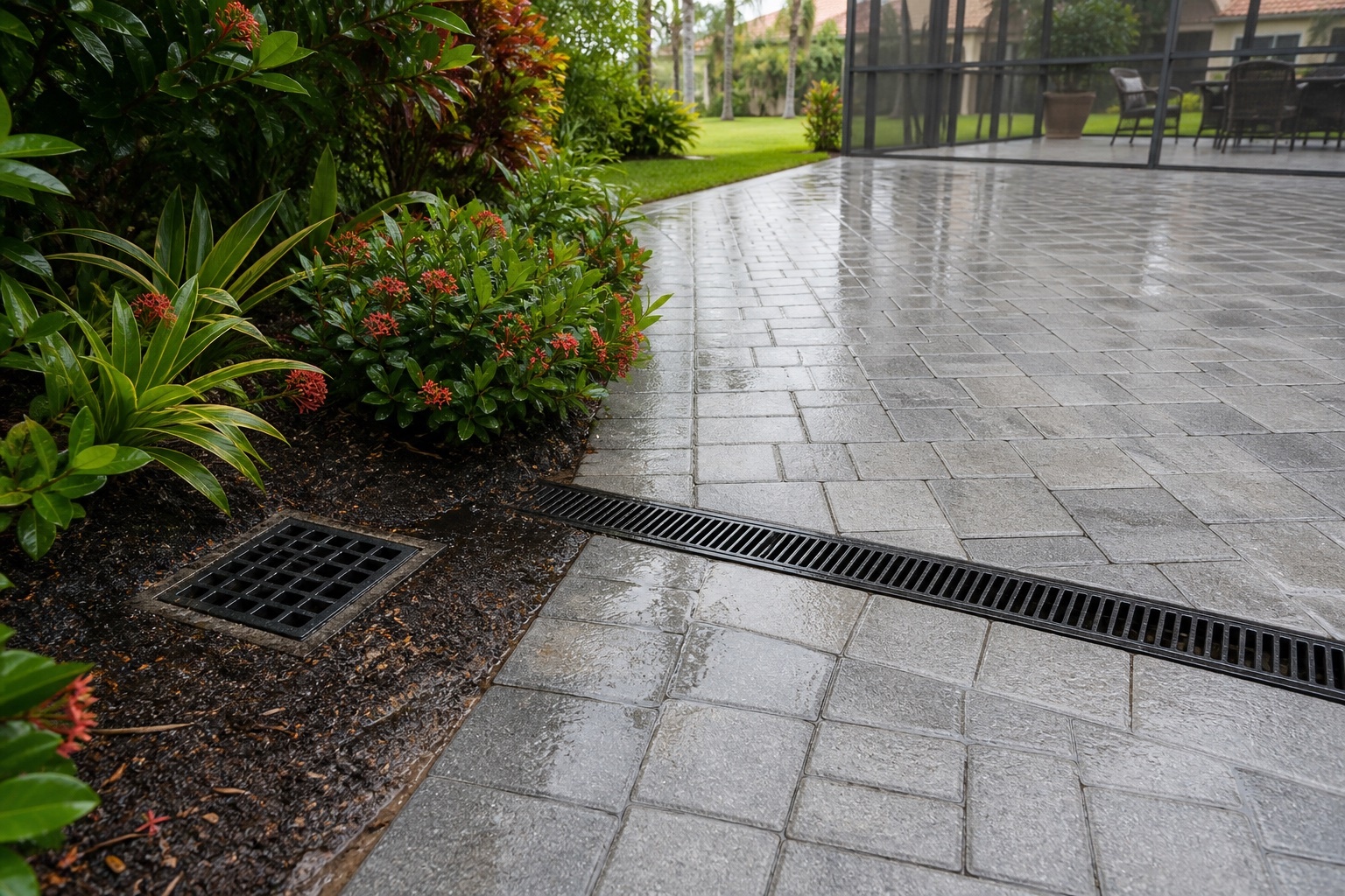 Catch basins & channel drains drainage installation