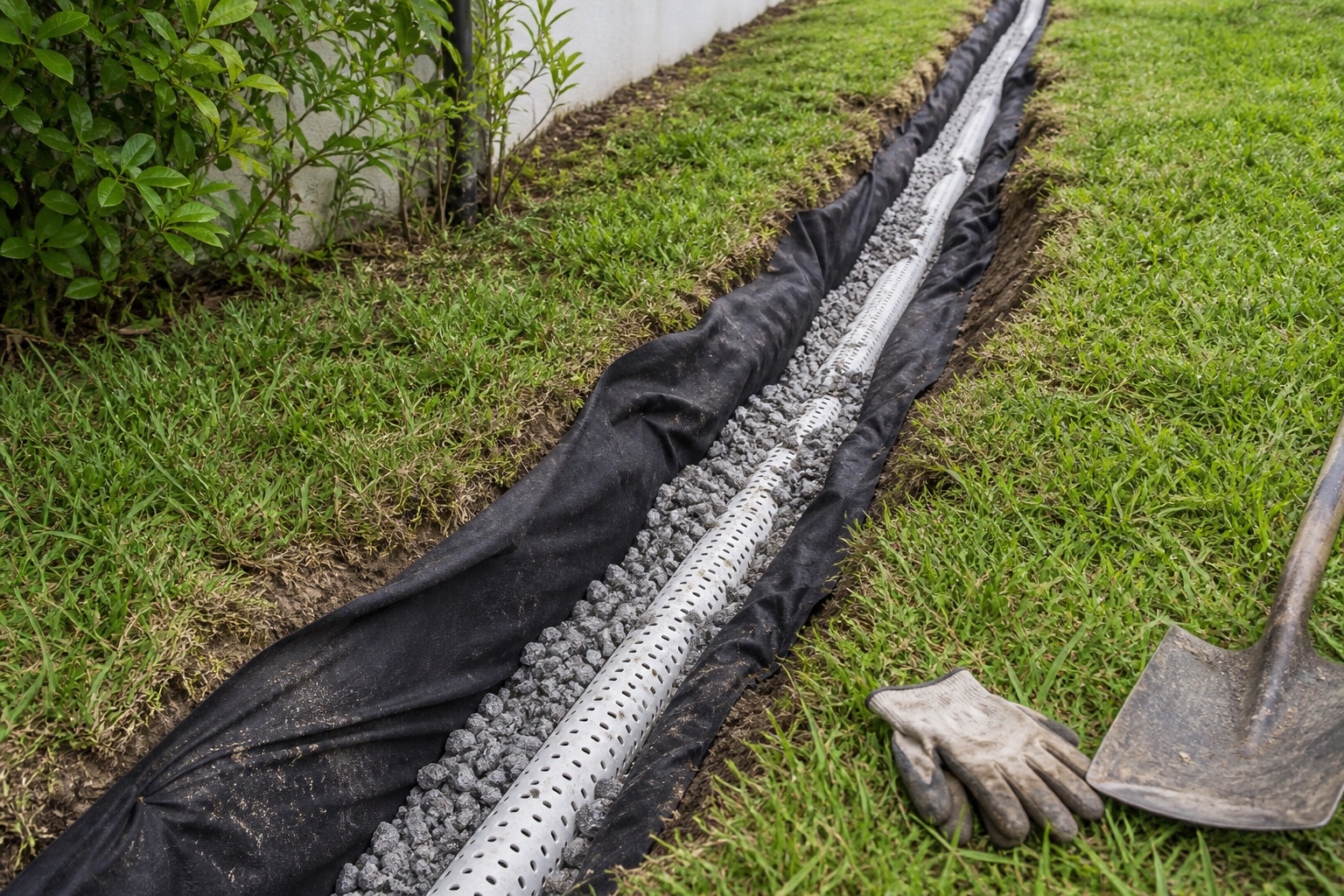 French drains drainage installation